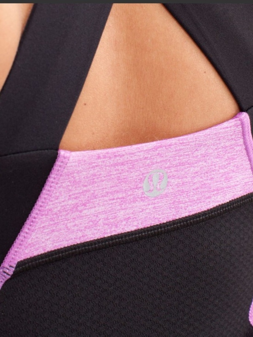 Lululemon Push Your Limits Tank Top Purple Heathered With Black Straps Size 4 - Picture 5 of 16